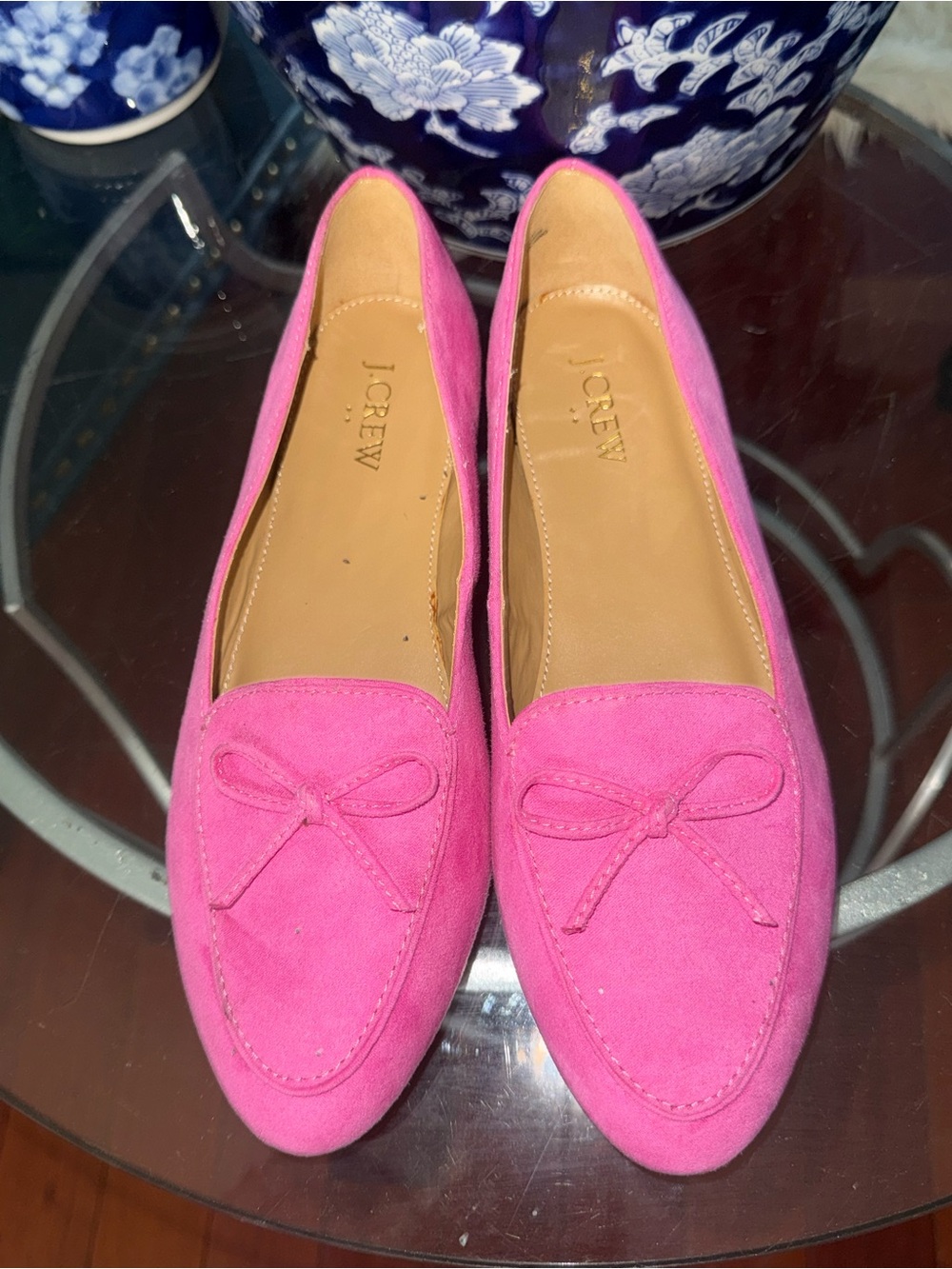 J. Crew Hot Pink Suede Ballet Flats